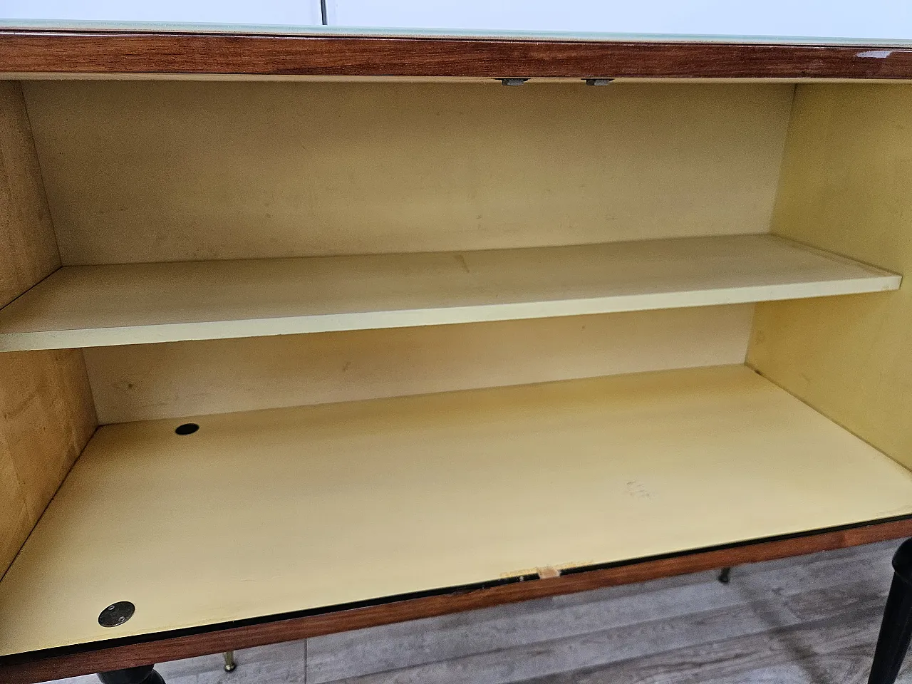 Mahogany sideboard with glass top, 60s 13