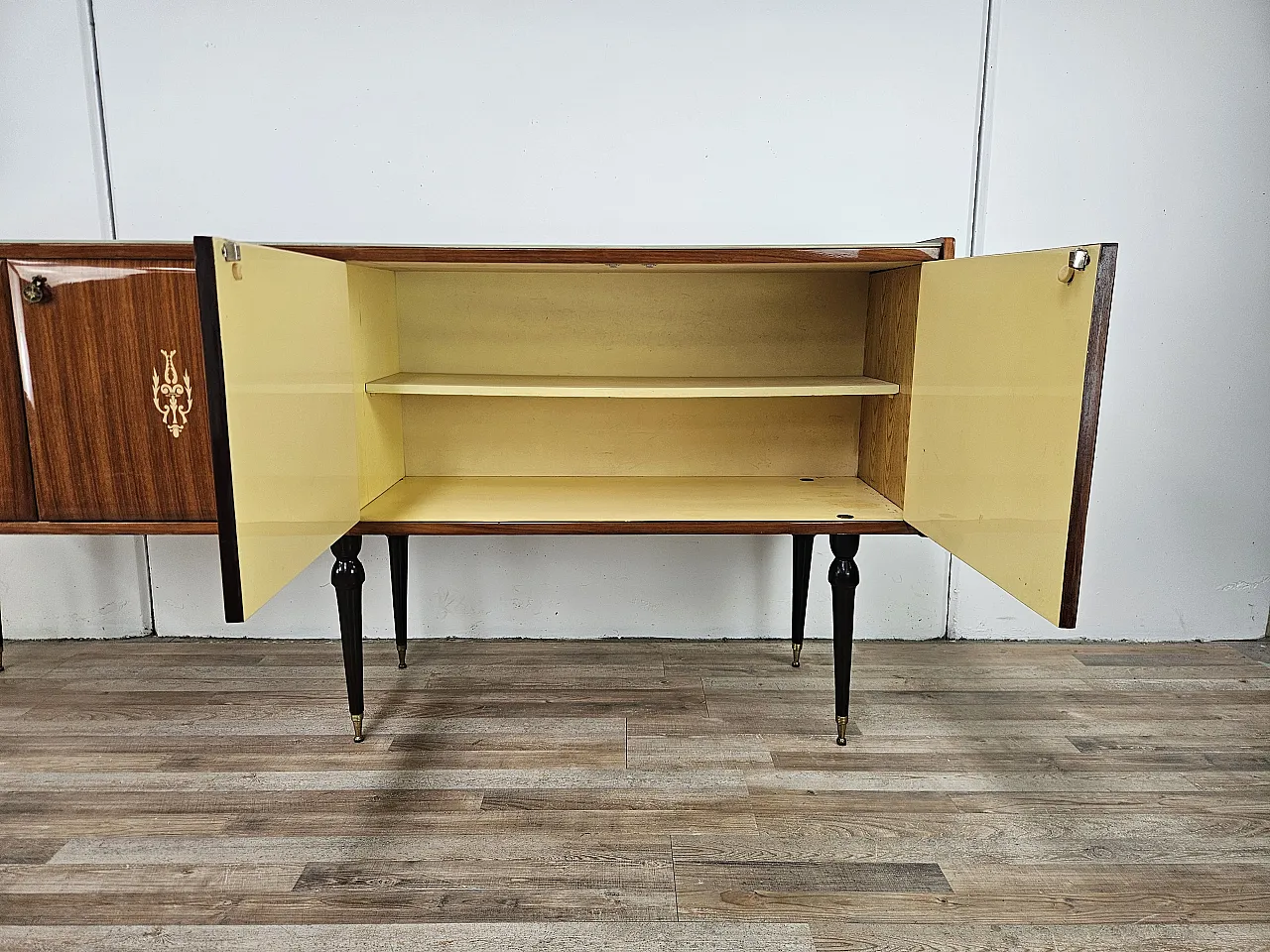 Mahogany sideboard with glass top, 60s 14