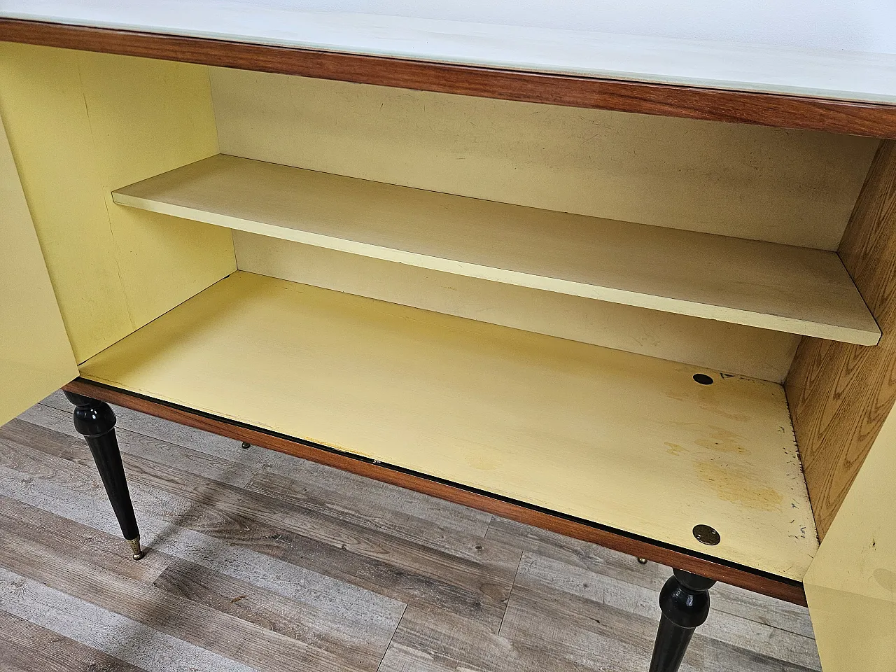Mahogany sideboard with glass top, 60s 15