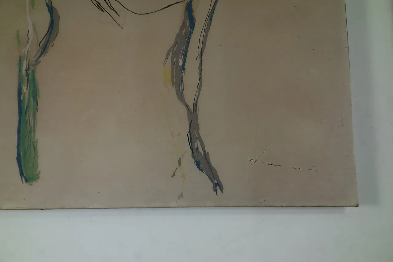 Composizione di E. Treccani, serigrafia su foglio d'argento, anni '70 3