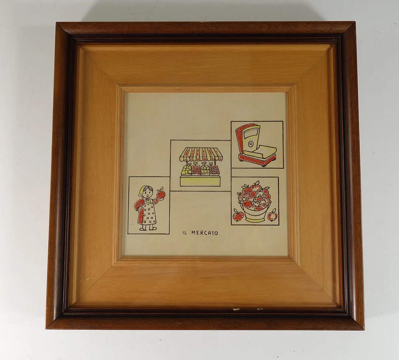 3 Piastrelle Art Naif in ceramica dipinta con verdure, anni '70 5