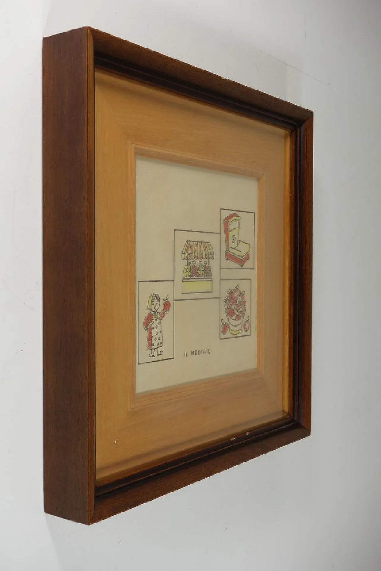 3 Piastrelle Art Naif in ceramica dipinta con verdure, anni '70 6