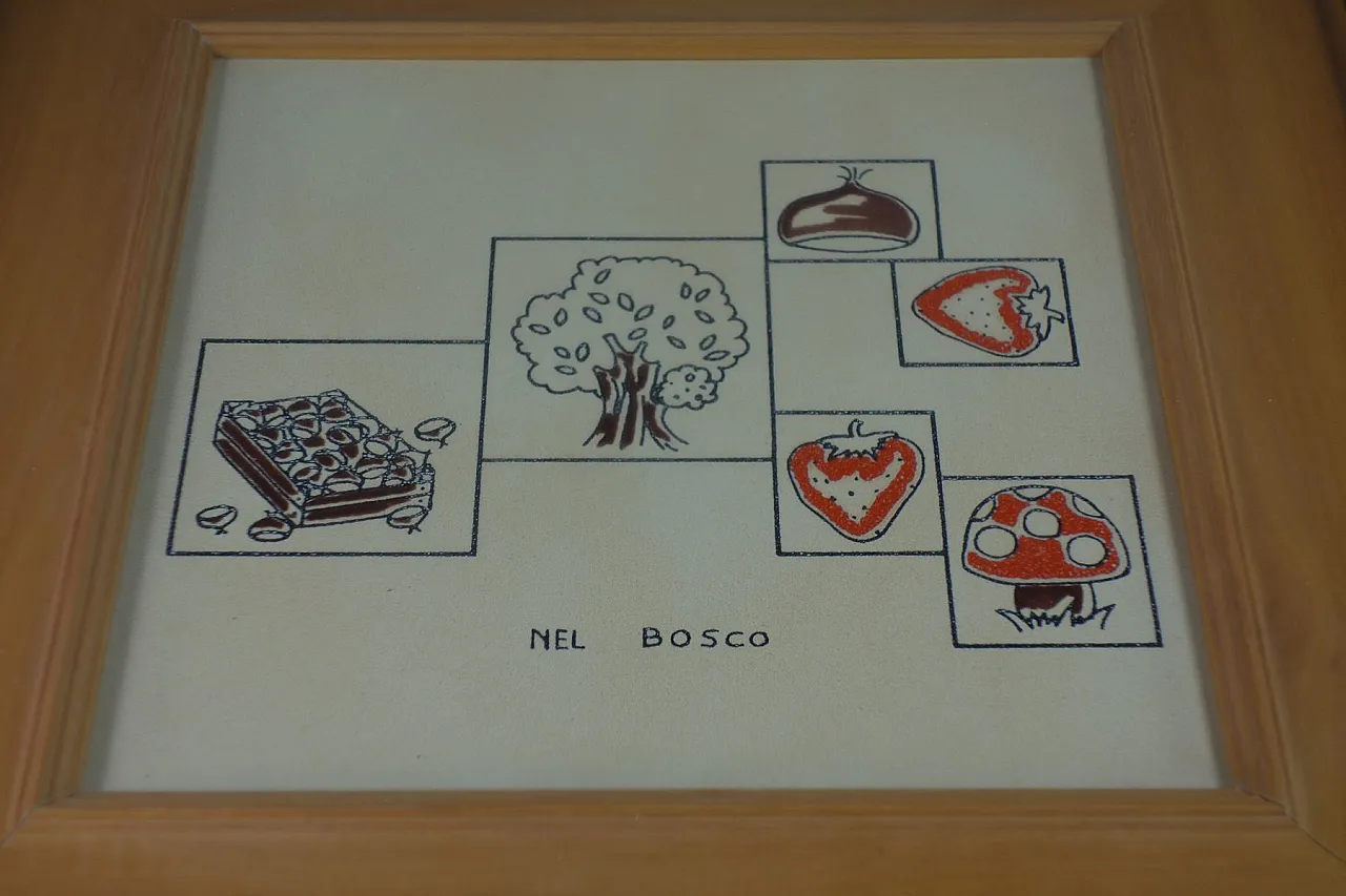 3 Piastrelle Art Naif in ceramica dipinta con verdure, anni '70 10