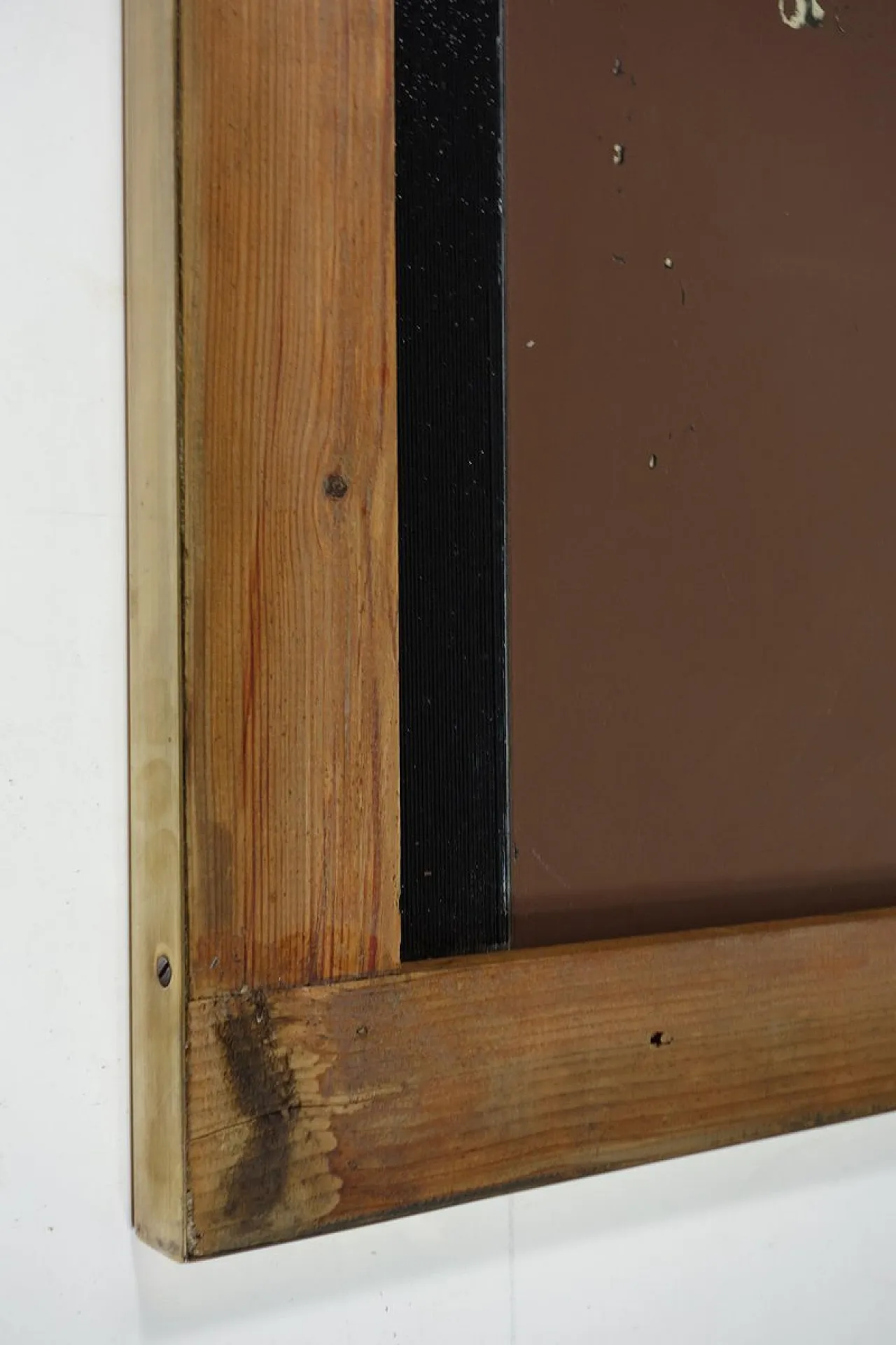 Specchio Mid-Century in ottone e vetro nero, anni '50 10