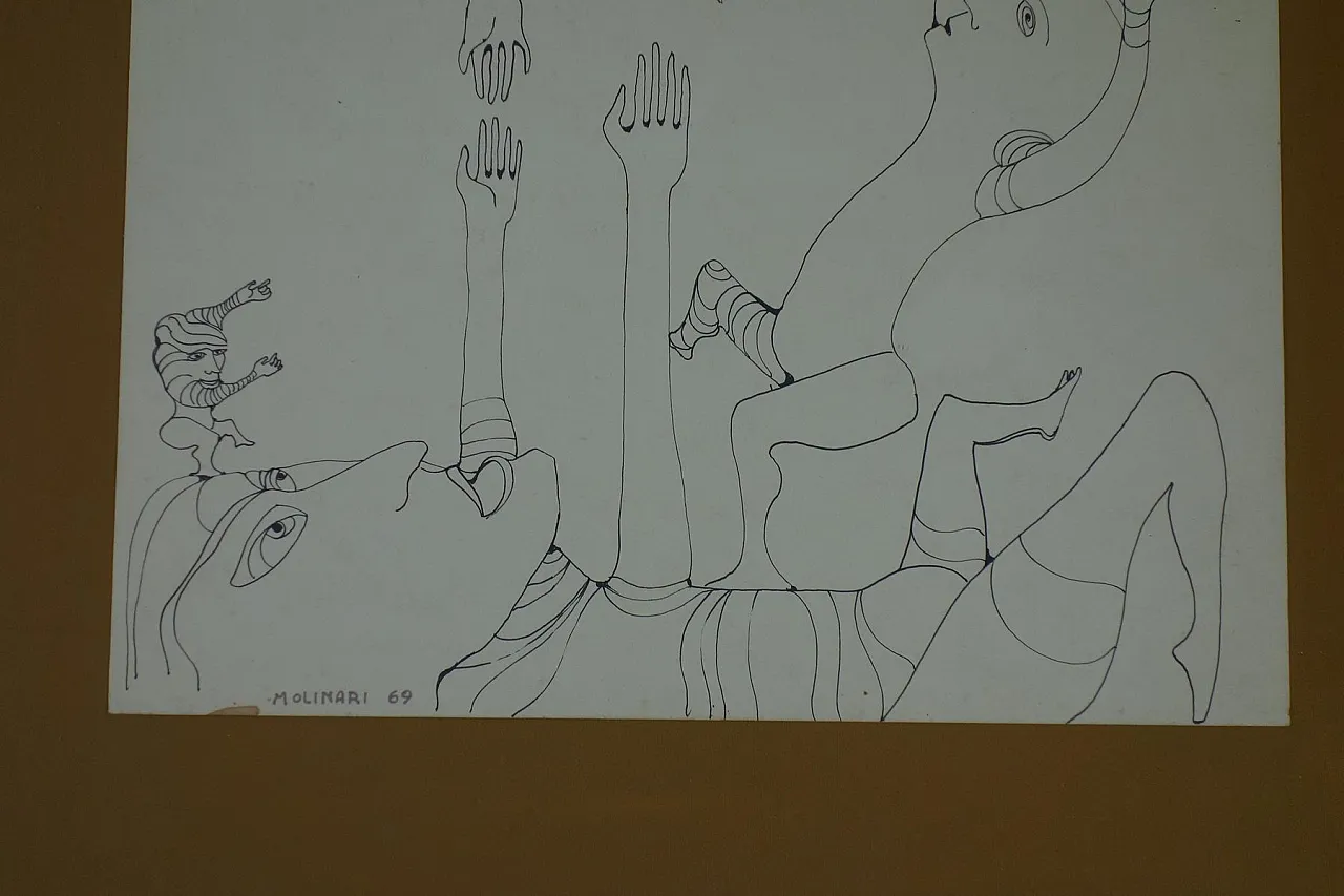 Figura, disegno su carta di Mario Molinari, anni '60 8
