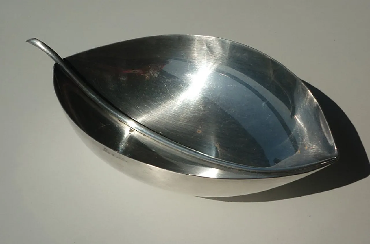 Foglia in metallo argentato di Sabattini per Christofle Gallia,anni 40 1