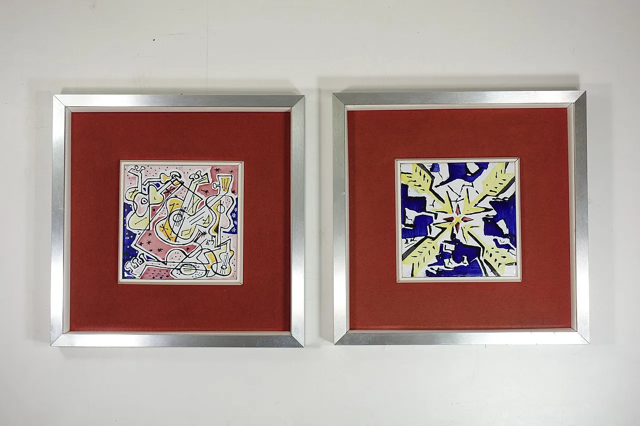 Coppia di piastrelle in ceramica di Salvador Dalì, anni '50 1