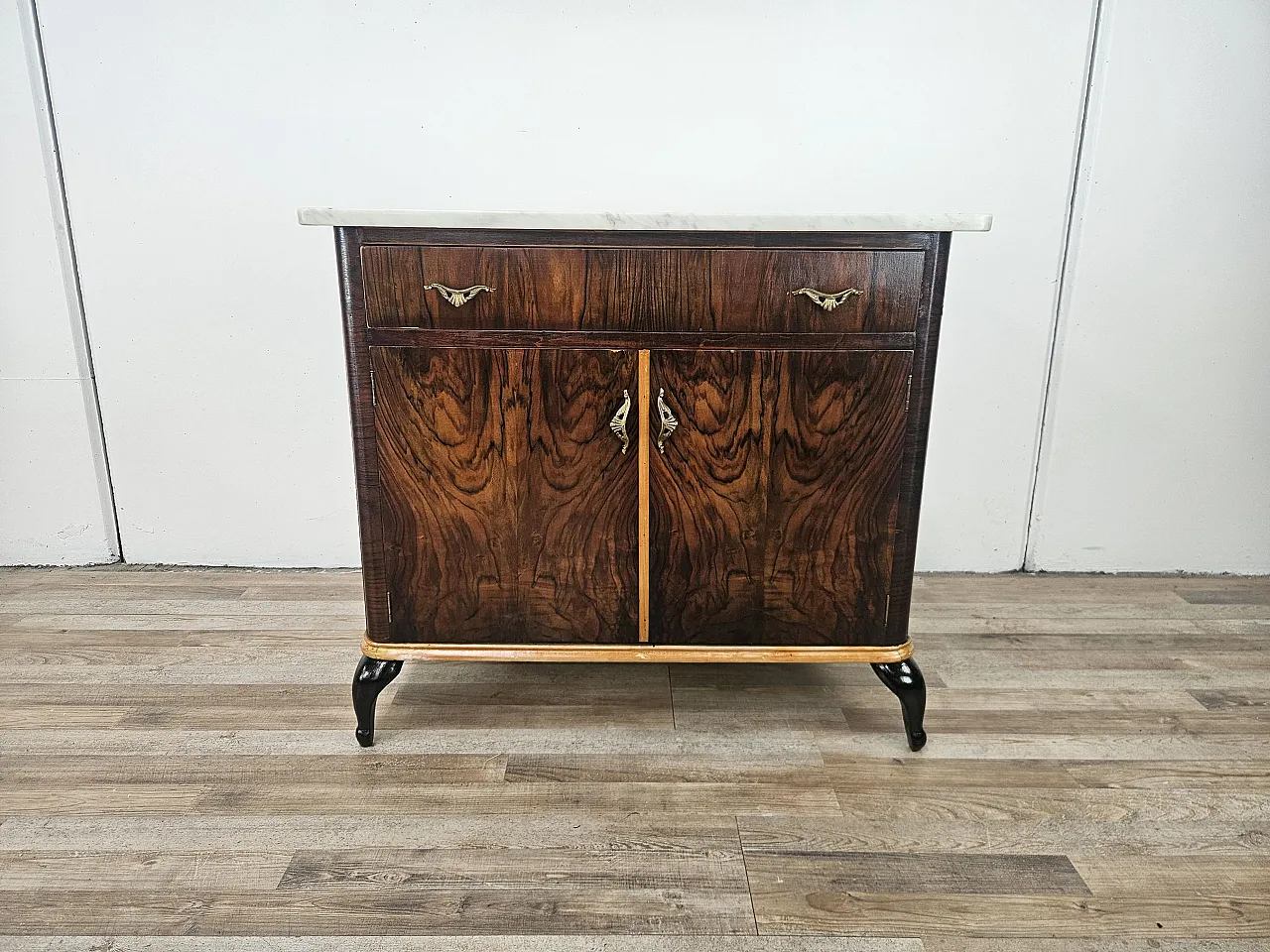 Toilet in mahogany root with white marble top, 1950s 2
