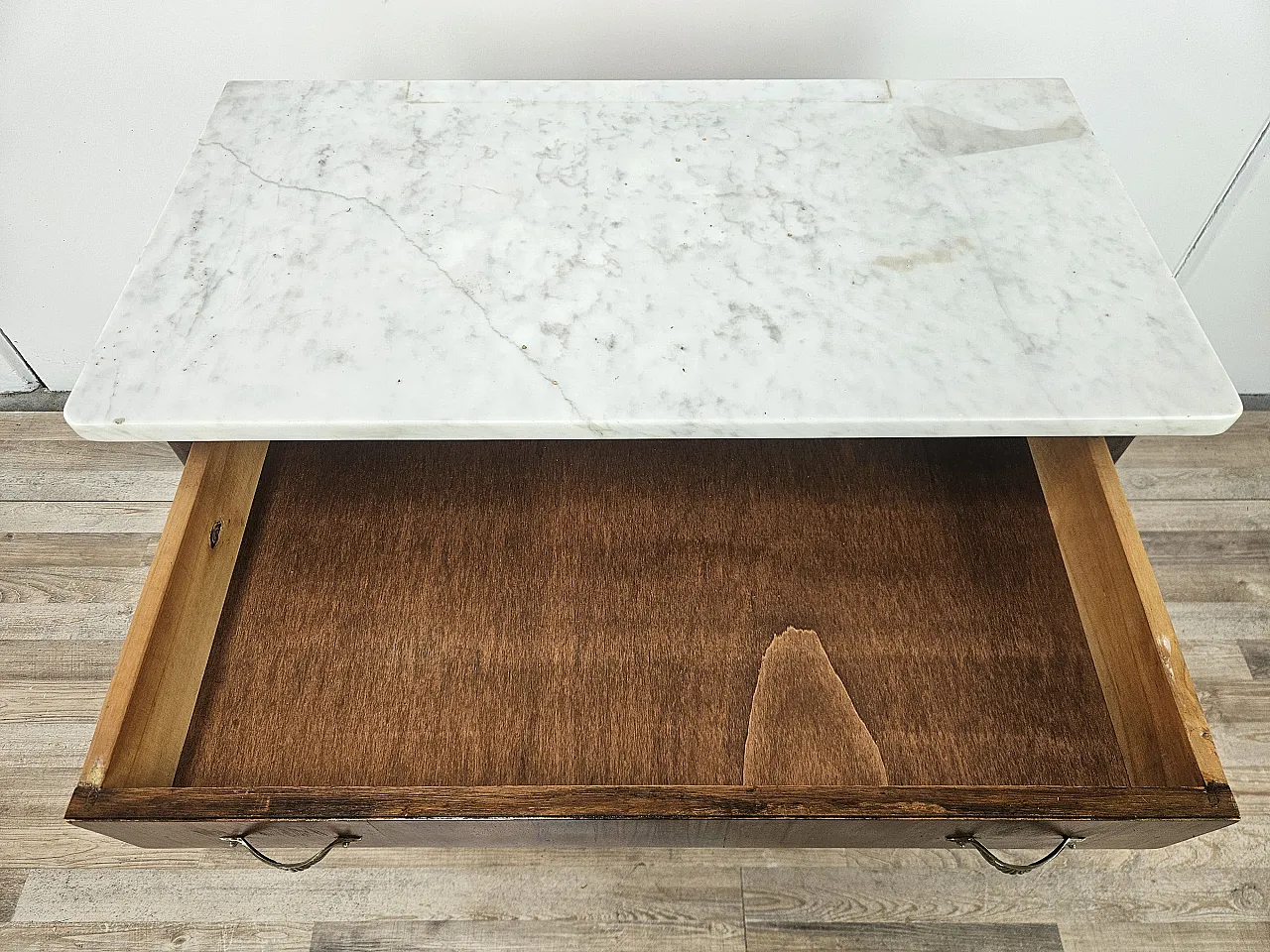 Toilet in mahogany root with white marble top, 1950s 10