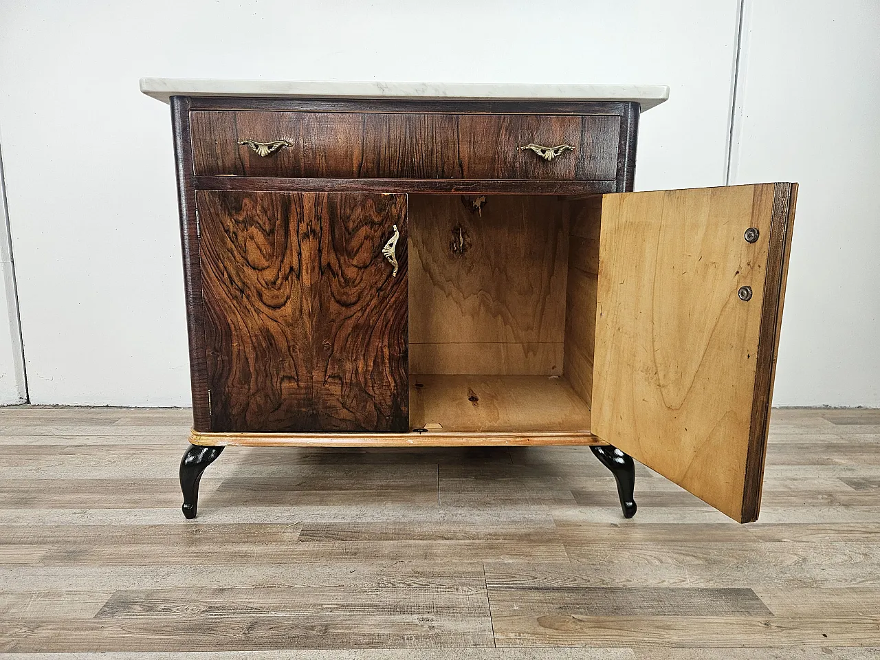 Toilet in mahogany root with white marble top, 1950s 14