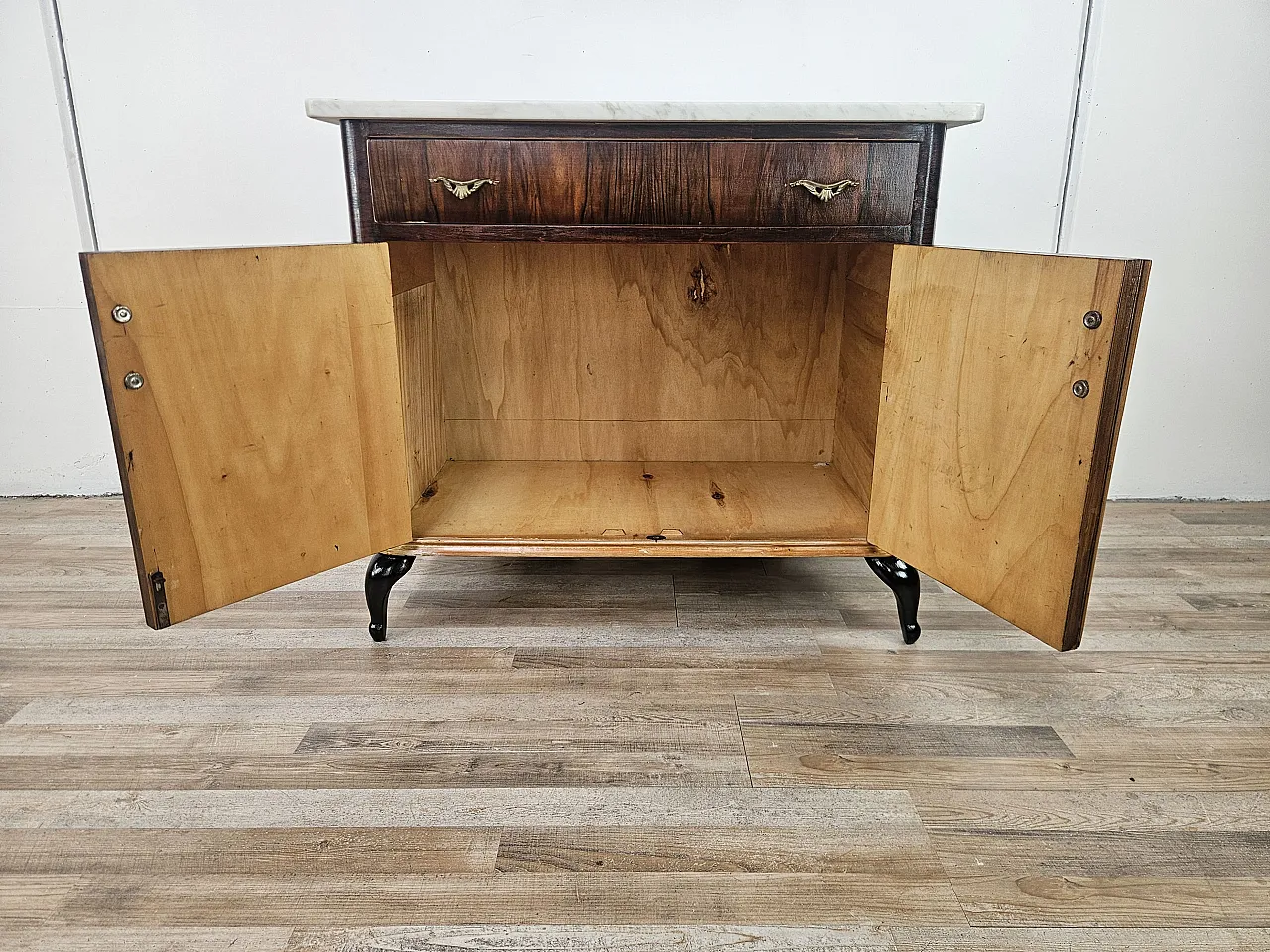 Toilet in mahogany root with white marble top, 1950s 15
