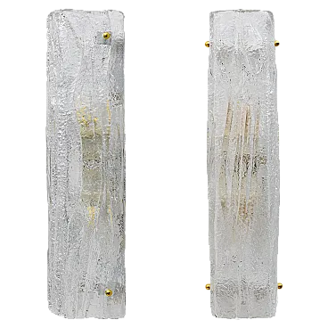 Coppia di applique in cristallo di Murano stile Mazzega, anni 2000