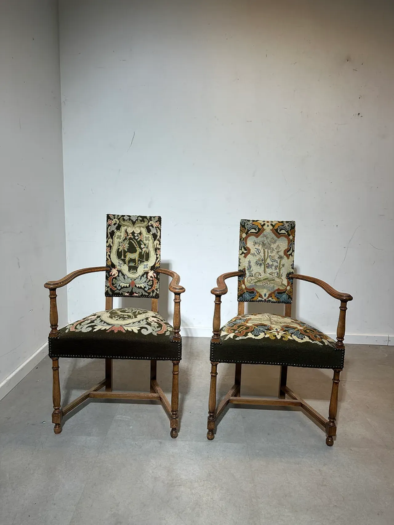 Armchairs with tapestry upholstery, 20th century 5