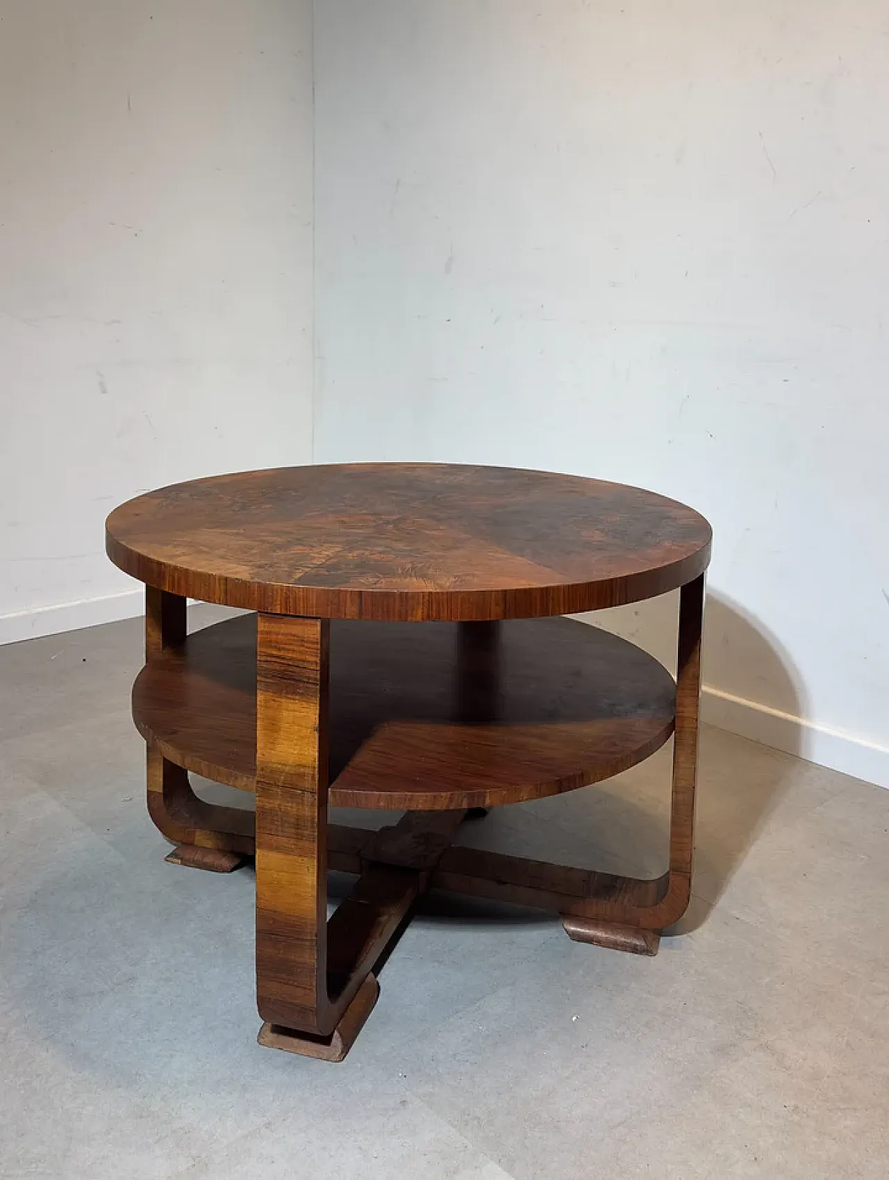 Tavolino Art Déco in radica, anni '30 1