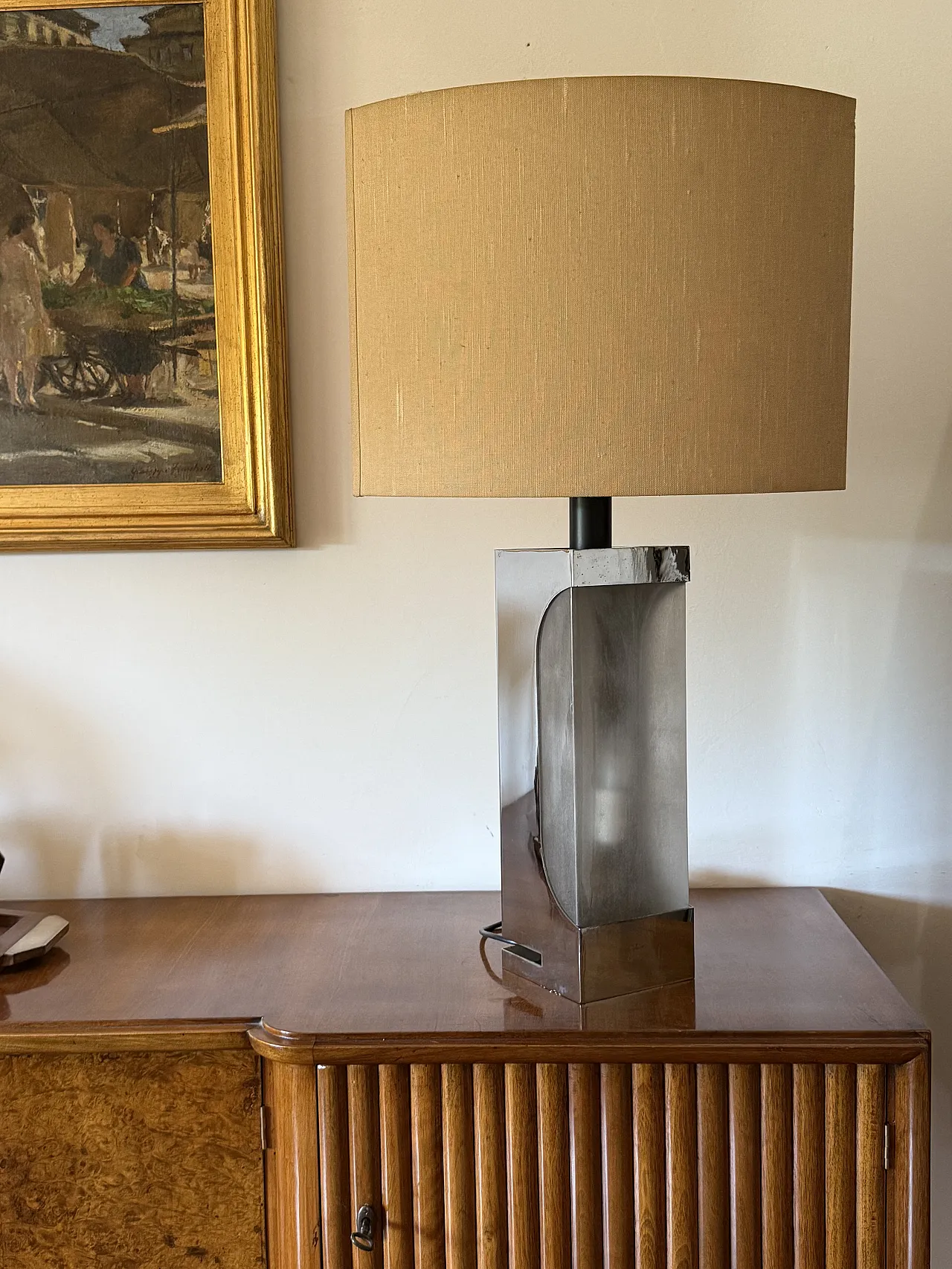 Base chromed table lamp Hollywood Regency, Luci Italia, 1970 3