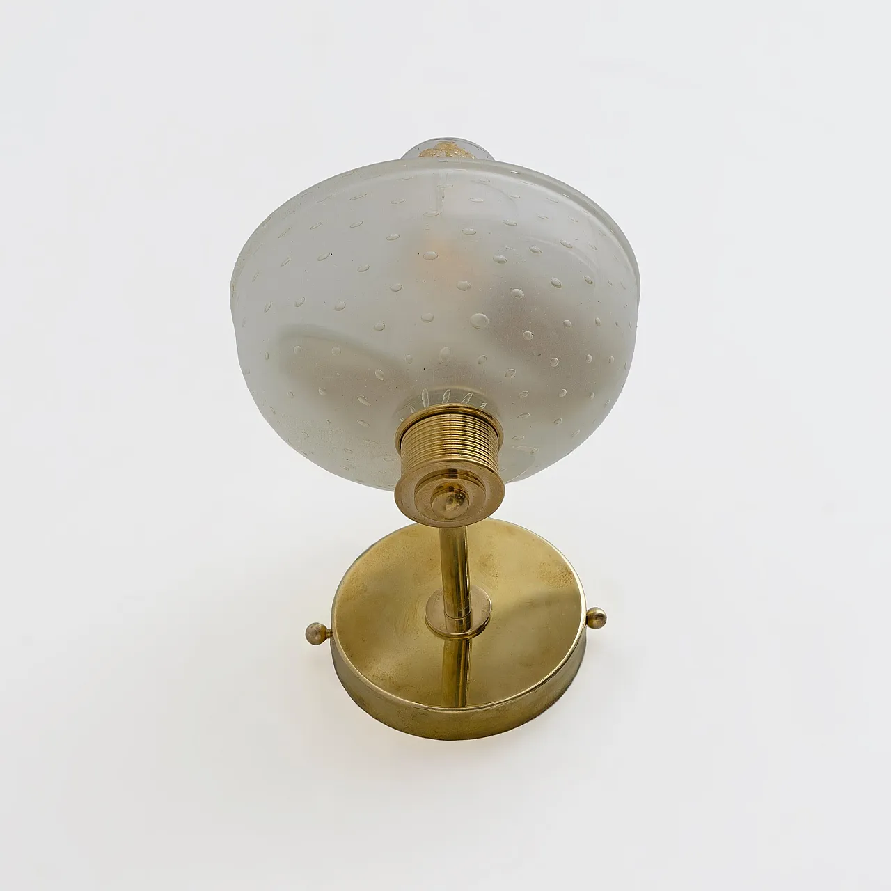 Coppia di applique in ottone e vetro di Murano Pulegoso, anni '90 6