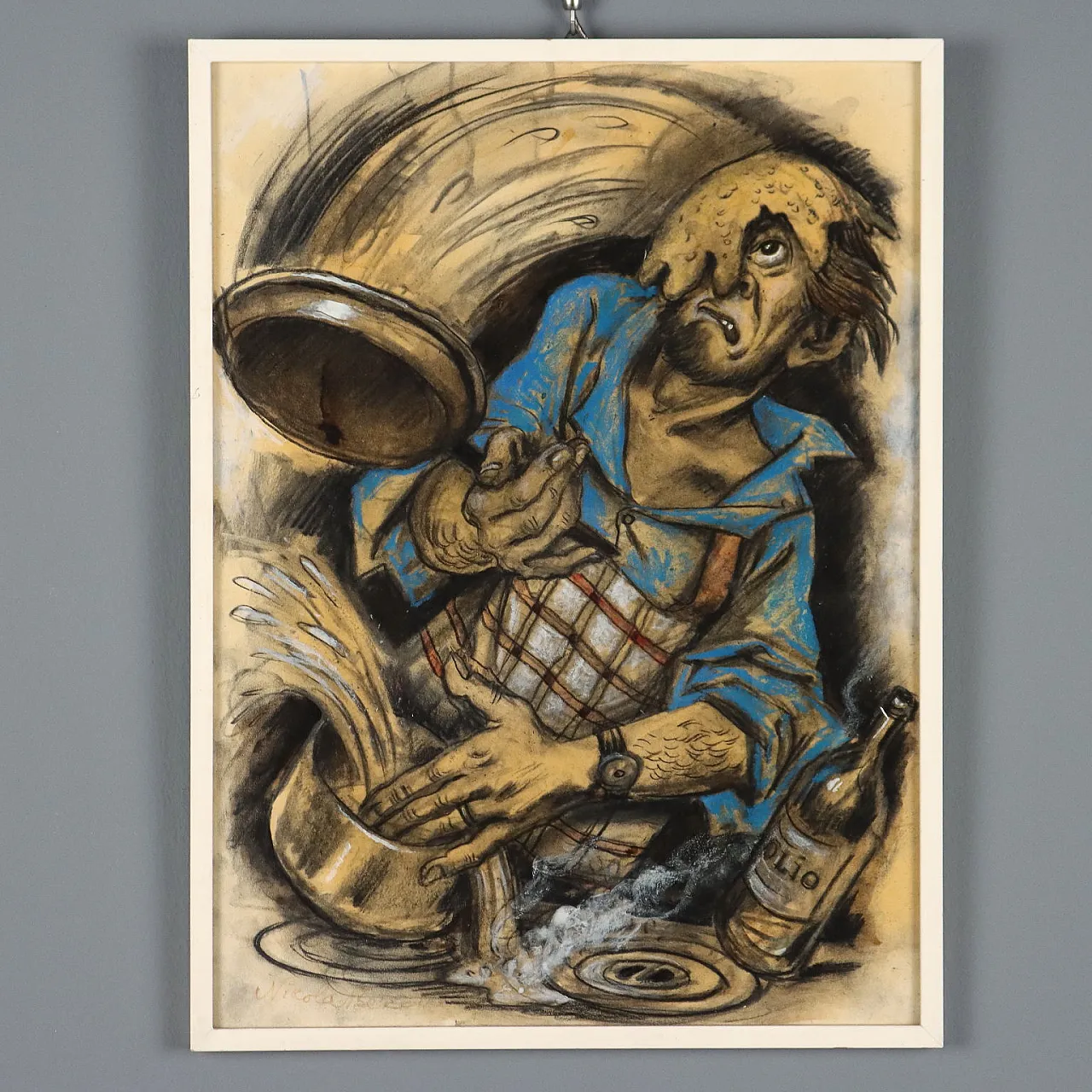 L'uomo in cucina, dipinto moderno di Nicola Benois, '900 1