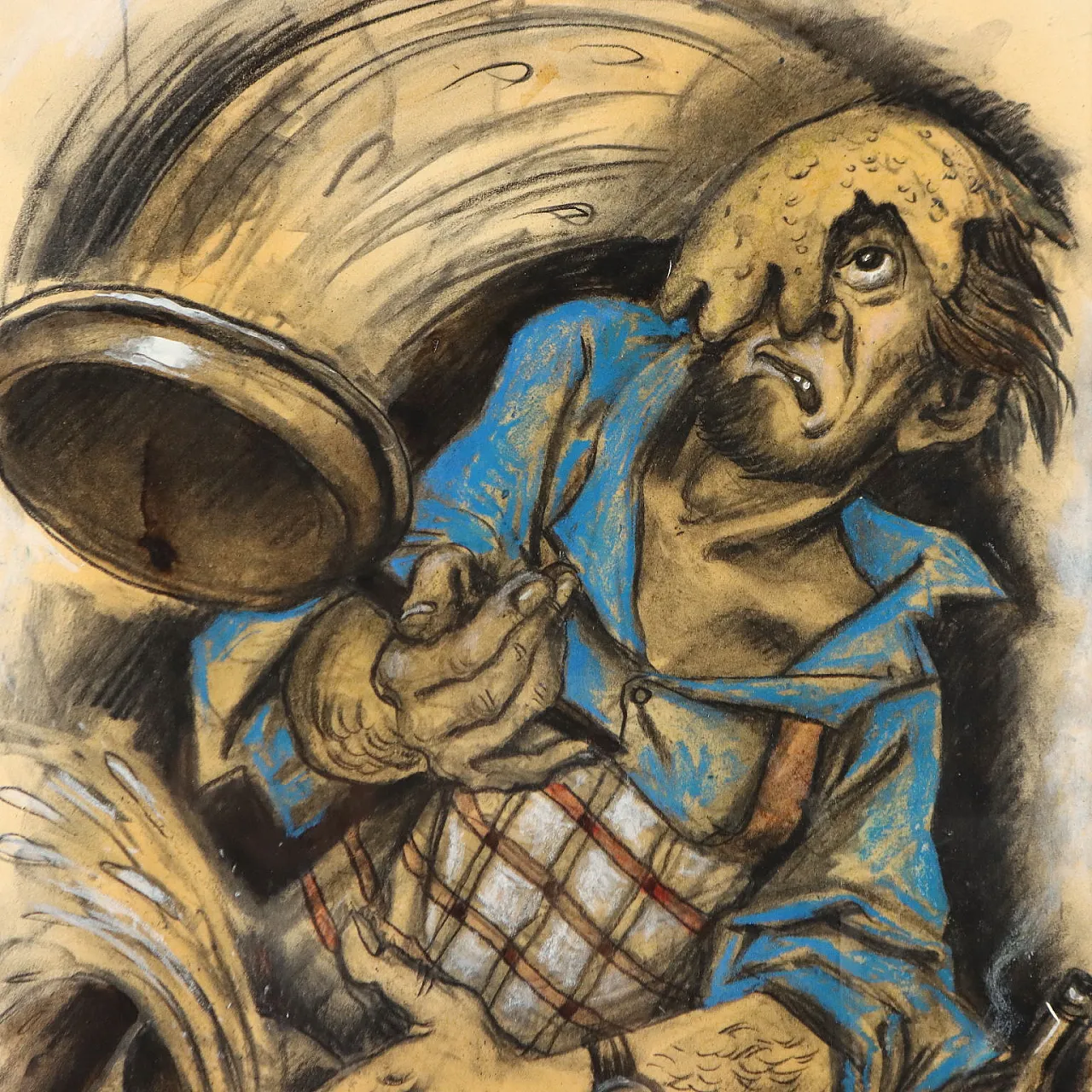 L'uomo in cucina, dipinto moderno di Nicola Benois, '900 3