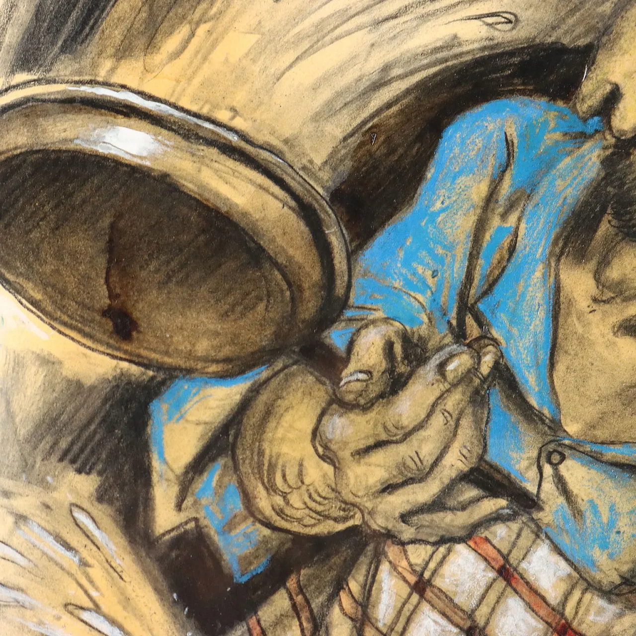 L'uomo in cucina, dipinto moderno di Nicola Benois, '900 5