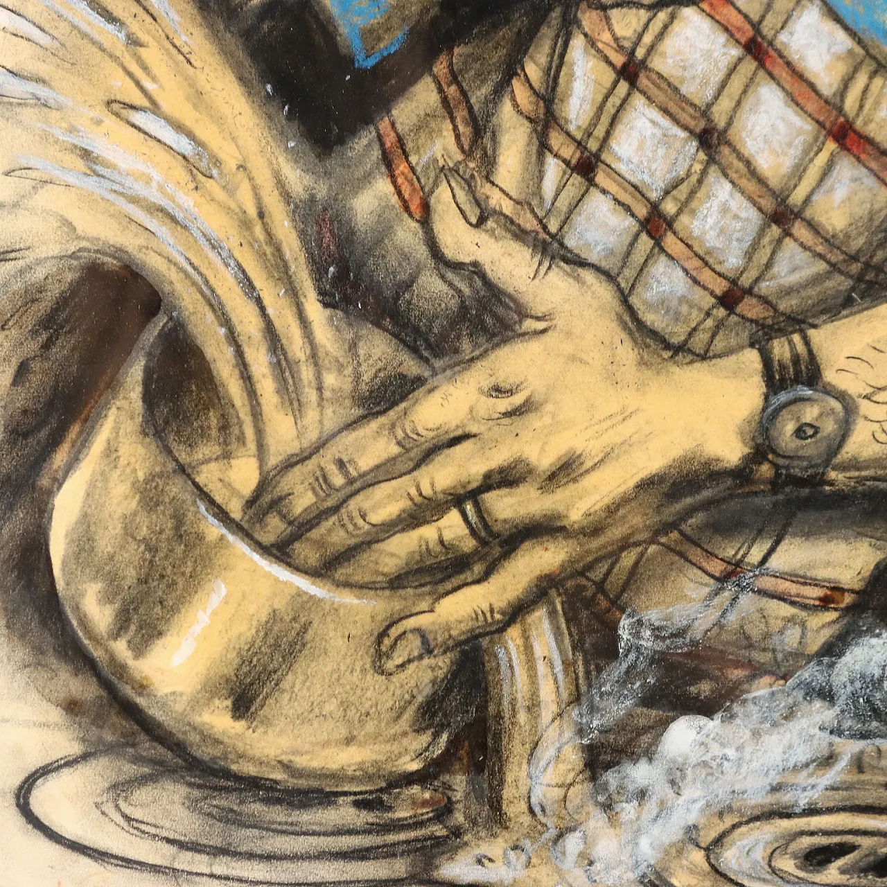 L'uomo in cucina, dipinto moderno di Nicola Benois, '900 6