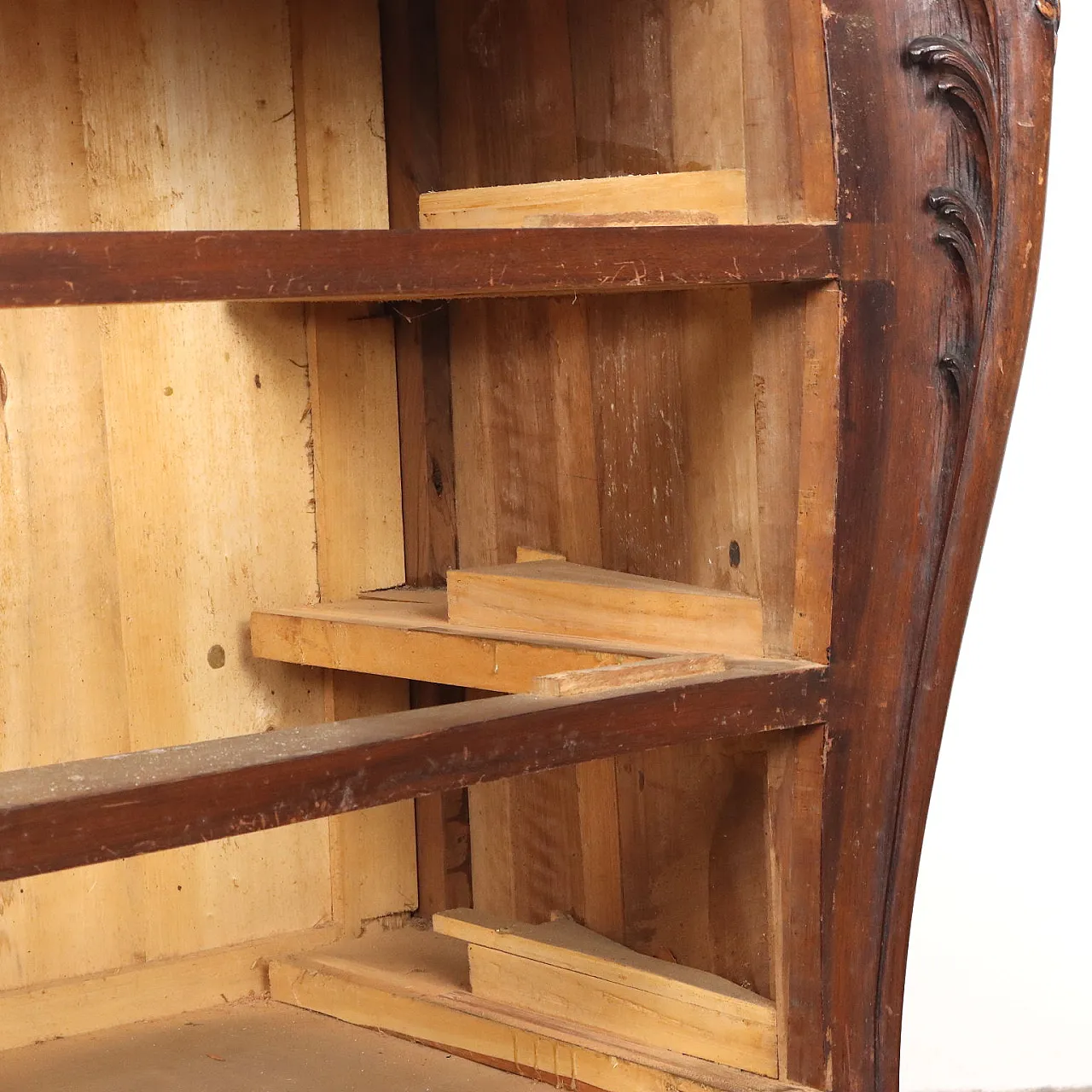 Comò in stile barocco in noce e marmo, '900 8