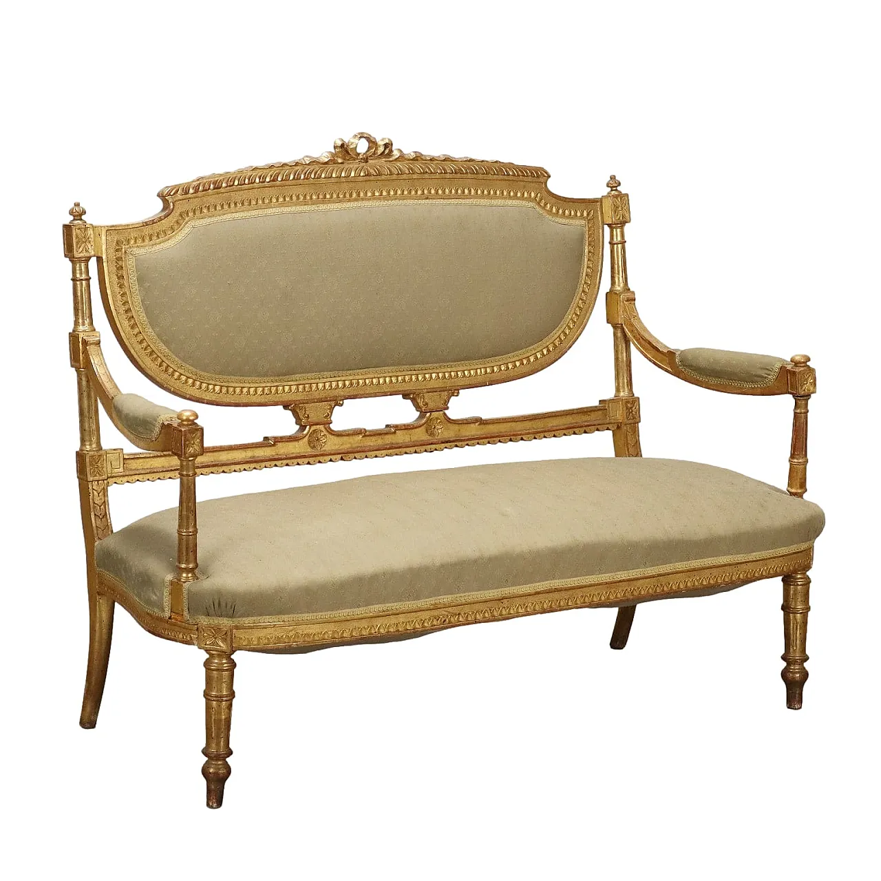 Divano in stile Neoclassico in legno dorato, '800 1