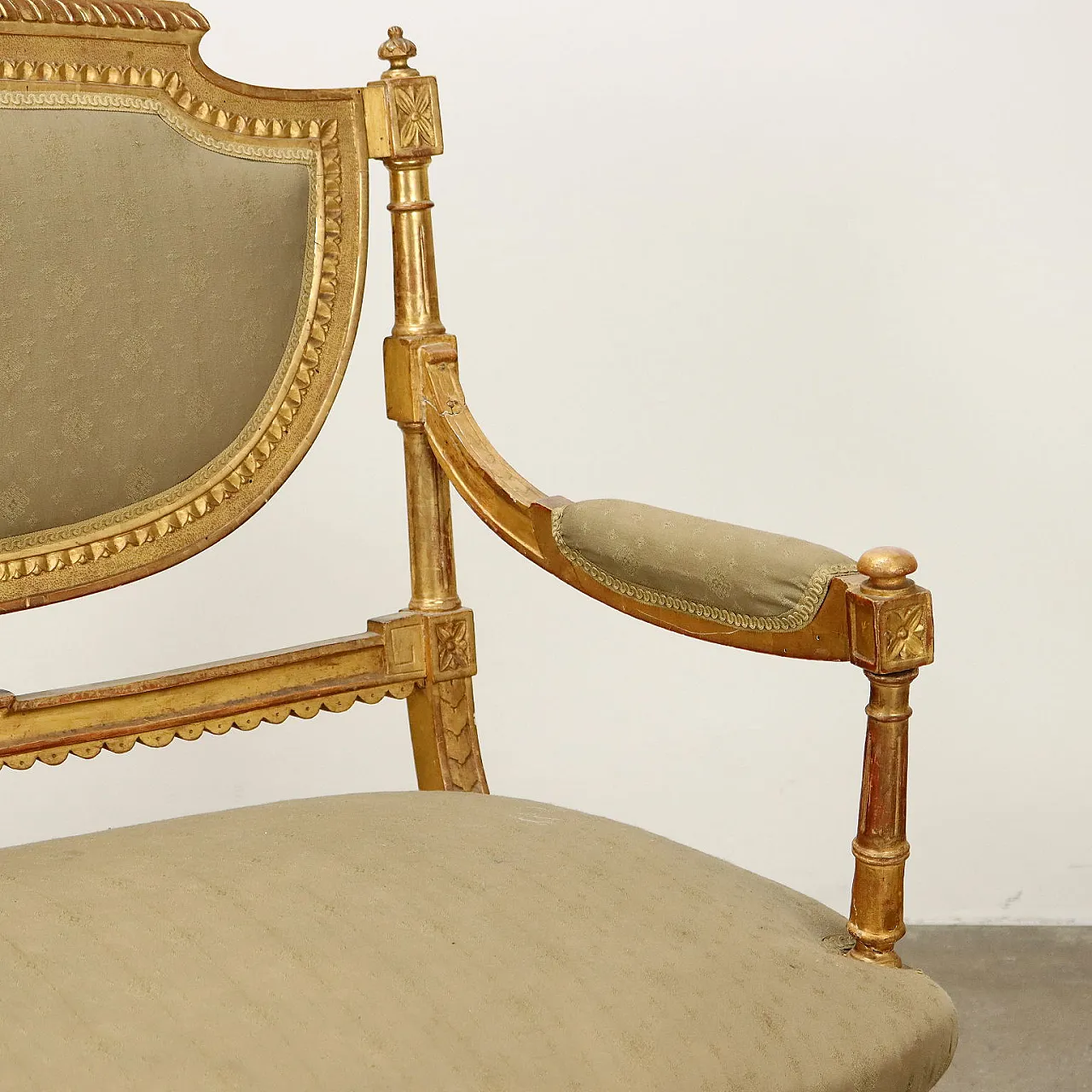 Divano in stile Neoclassico in legno dorato, '800 4