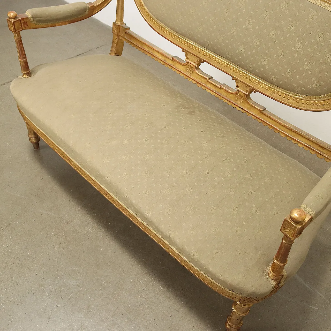 Divano in stile Neoclassico in legno dorato, '800 8