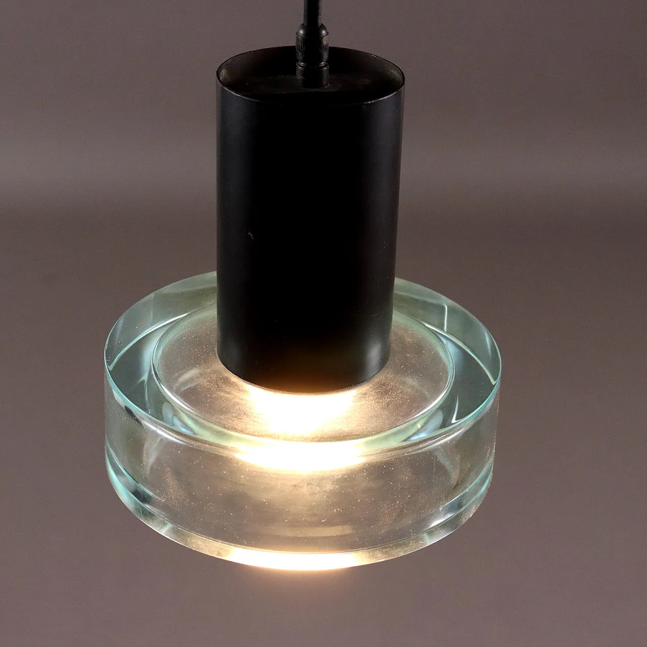 Lampade da soffitto in alluminio e vetro, anni '60 3