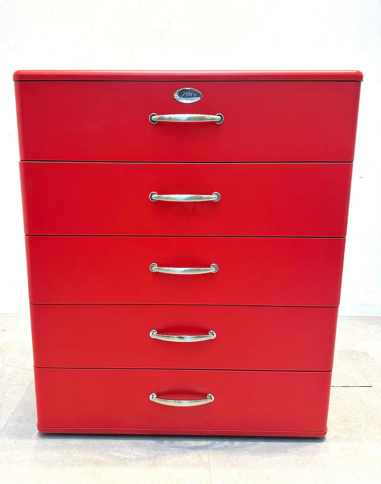 Cassettiera rossa Malibu, anni '50 5