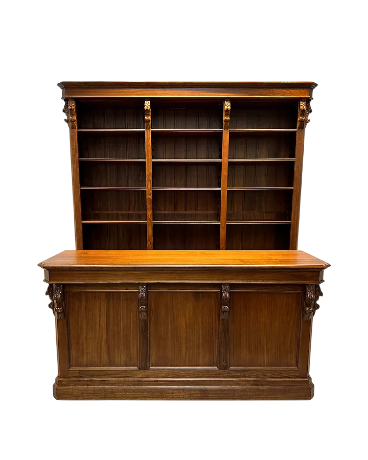 Handcarved counter with bookcase, 20th century 8