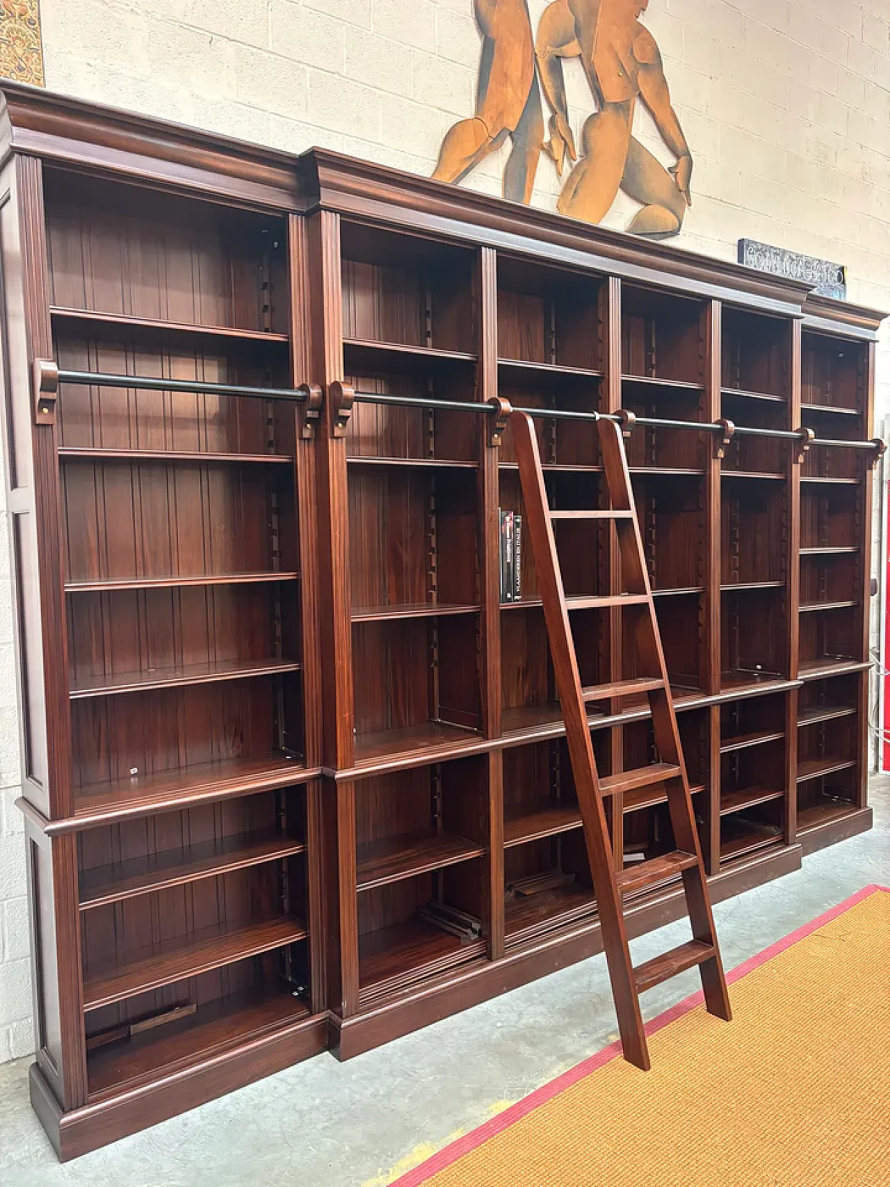 Libreria in mogano con scaletta, '900 5