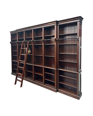 Mahogany bookcase with ladder, 20th century
