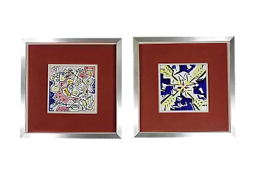 Coppia di piastrelle in ceramica di Salvador Dalì, anni '50