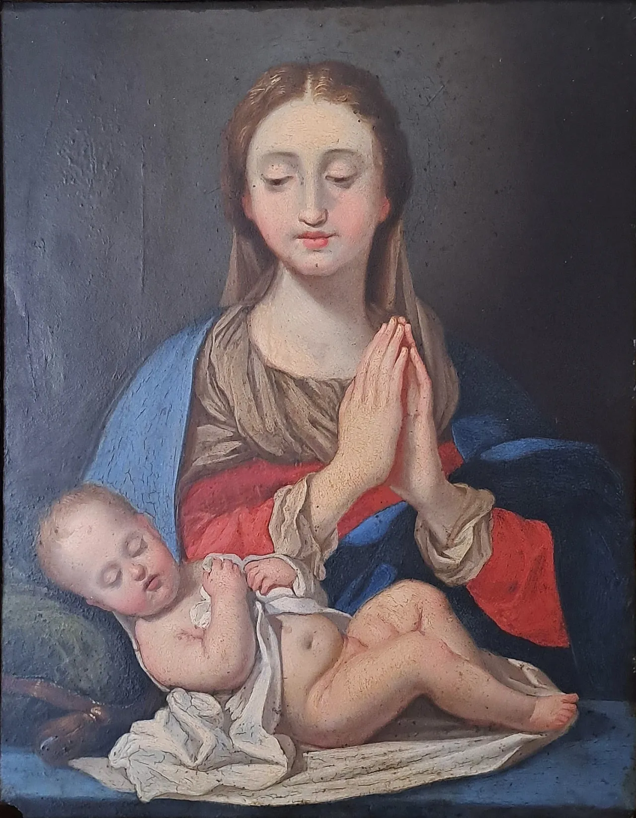 Madonna con Bambino, dipinto su rame, '700 2