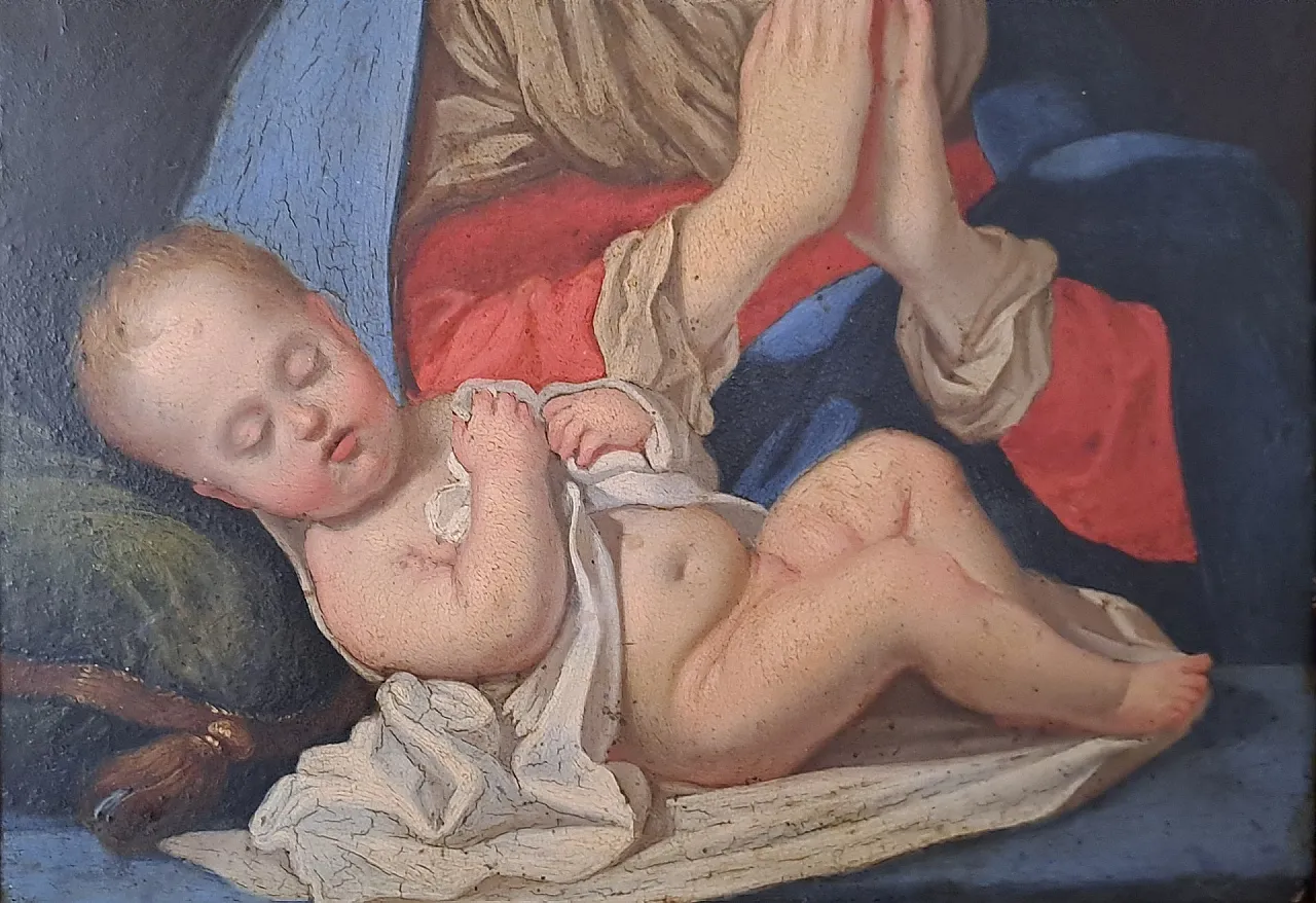 Madonna con Bambino, dipinto su rame, '700 4