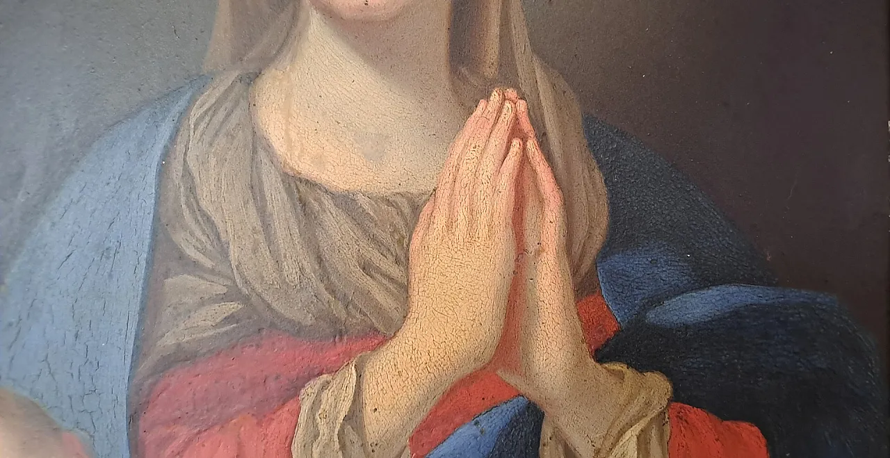 Madonna con Bambino, dipinto su rame, '700 5