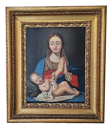 Madonna and Child, painting on copper, 18th century
