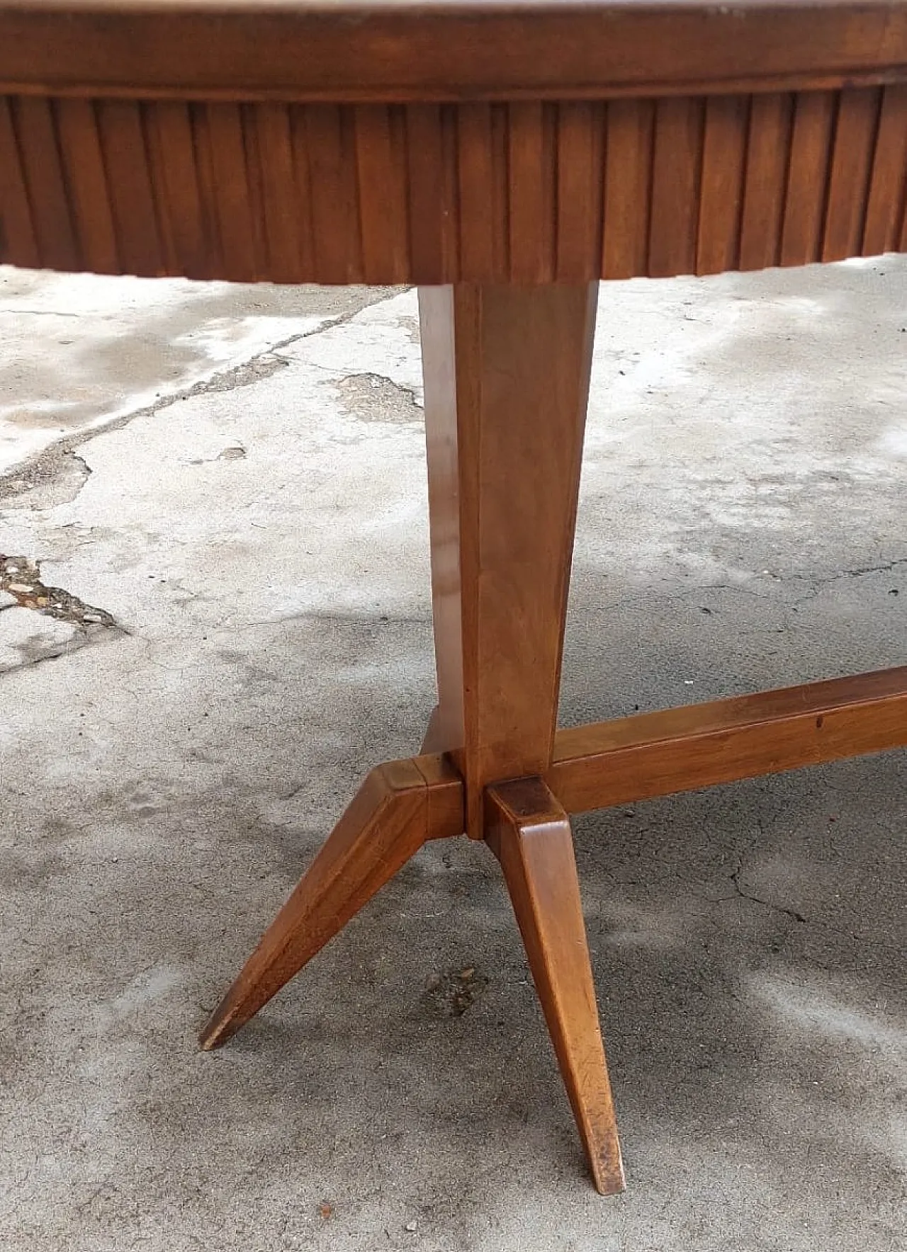Solid beech table with elliptical veneered top, 1950s 4
