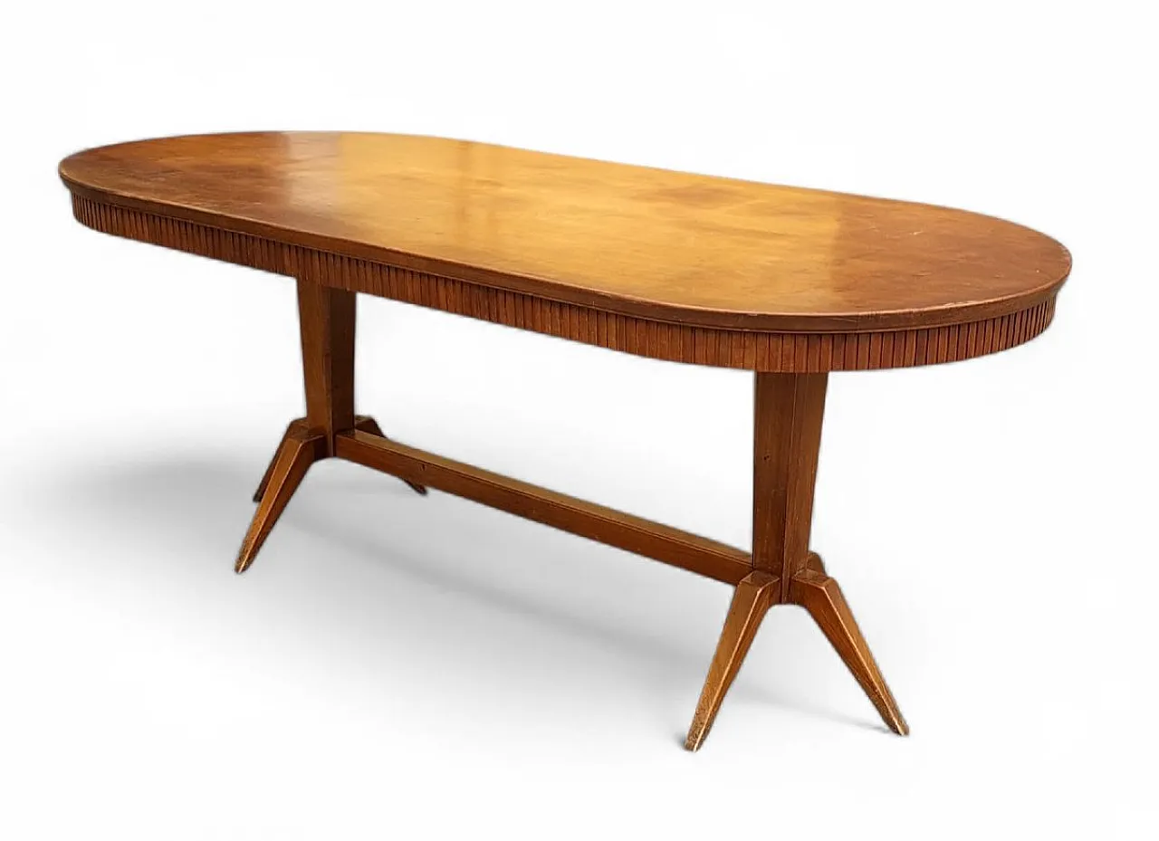 Solid beech table with elliptical veneered top, 1950s 6