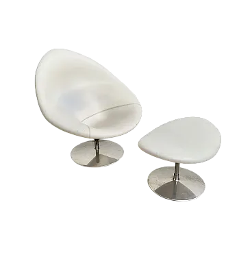 Poltrona Big Globe con pouf di Pierre Paulin, anni '50
