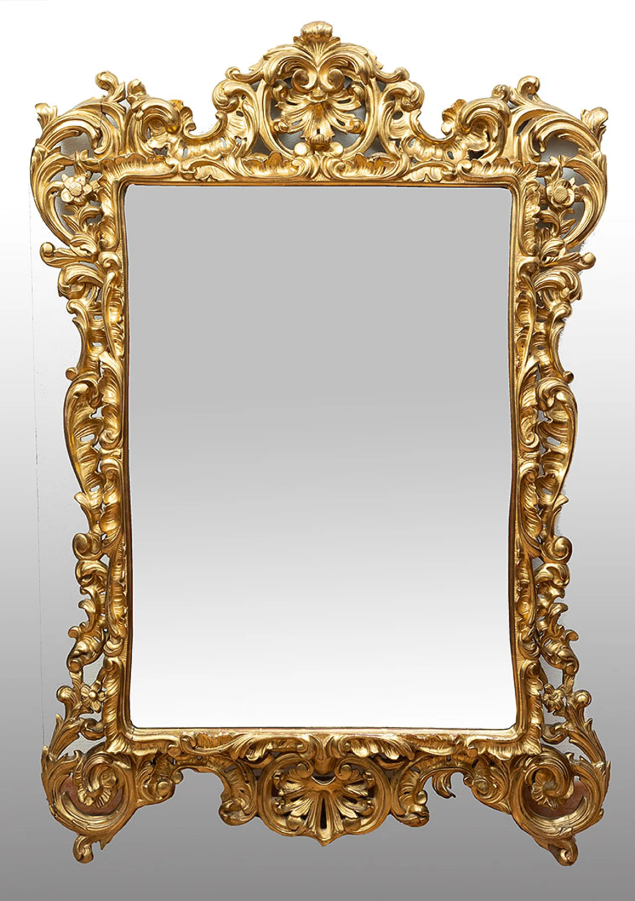 Louis XV style mirror in gilded and carved wood, 19th century 1