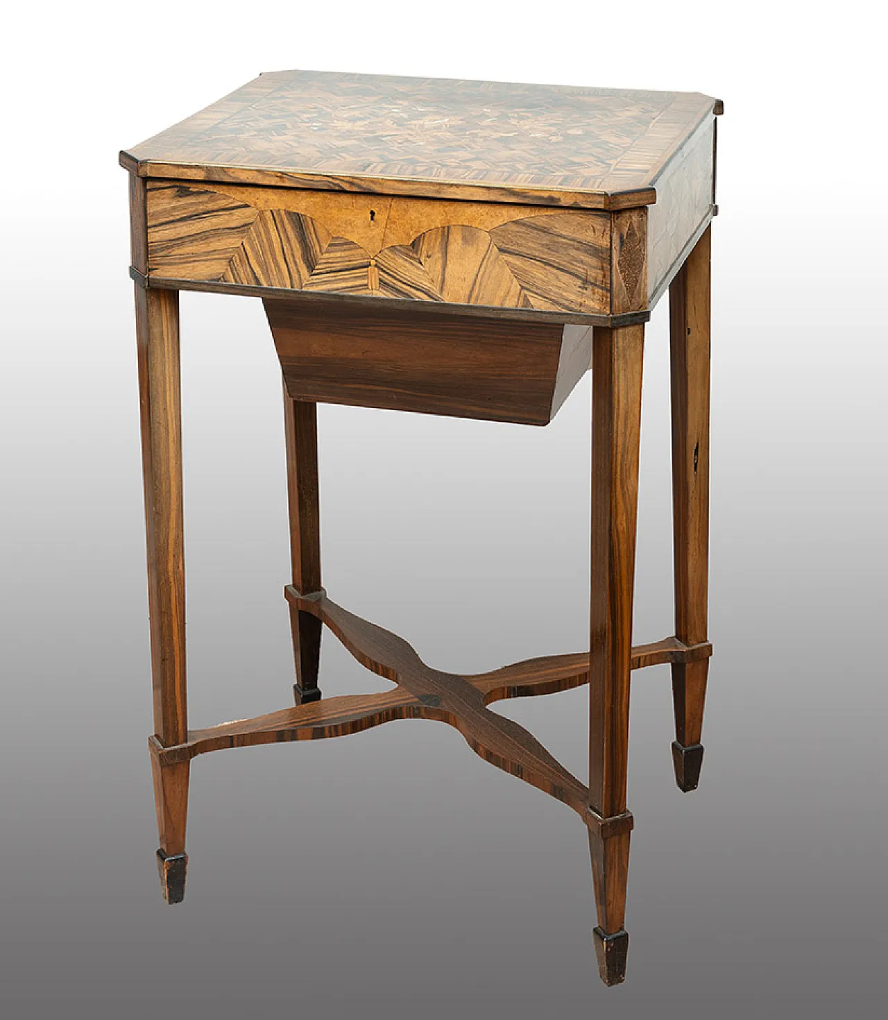 Napoleon III work table in precious exotic woods, 20th century 1