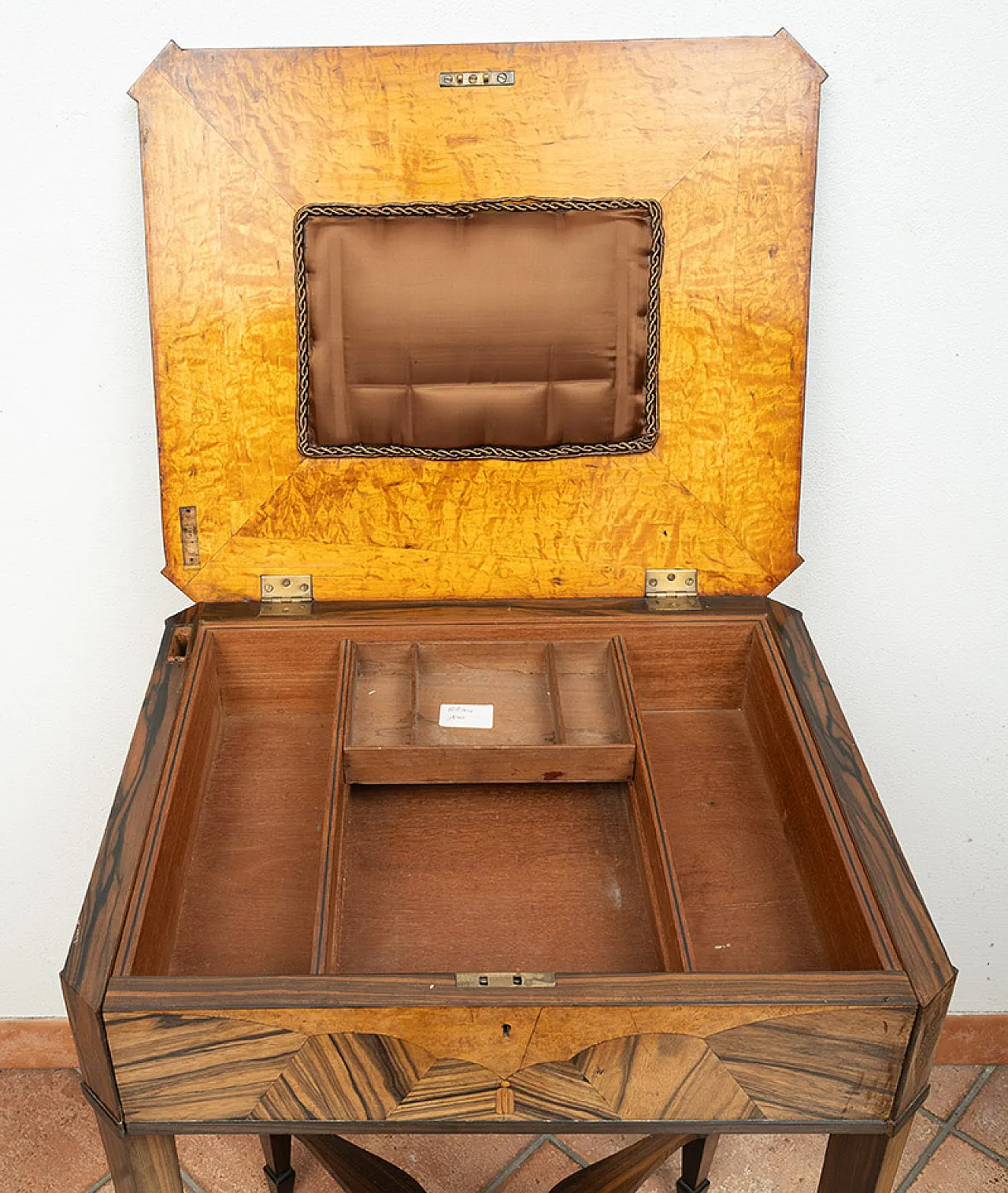 Napoleon III work table in precious exotic woods, 20th century 2