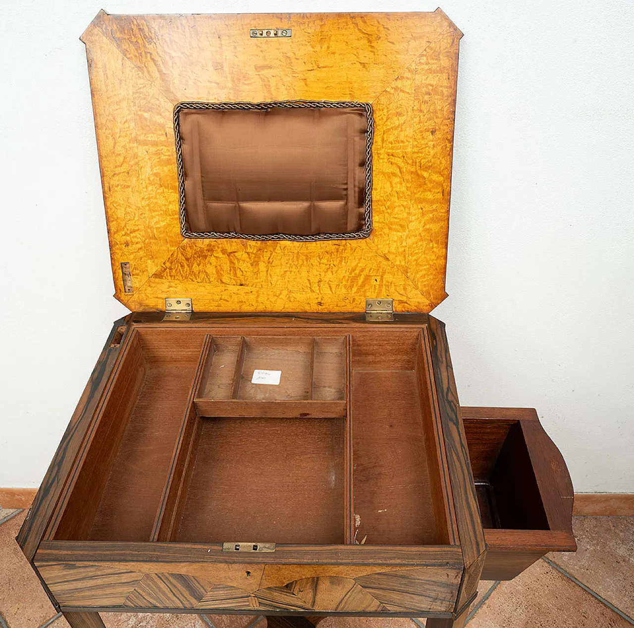 Napoleon III work table in precious exotic woods, 20th century 5