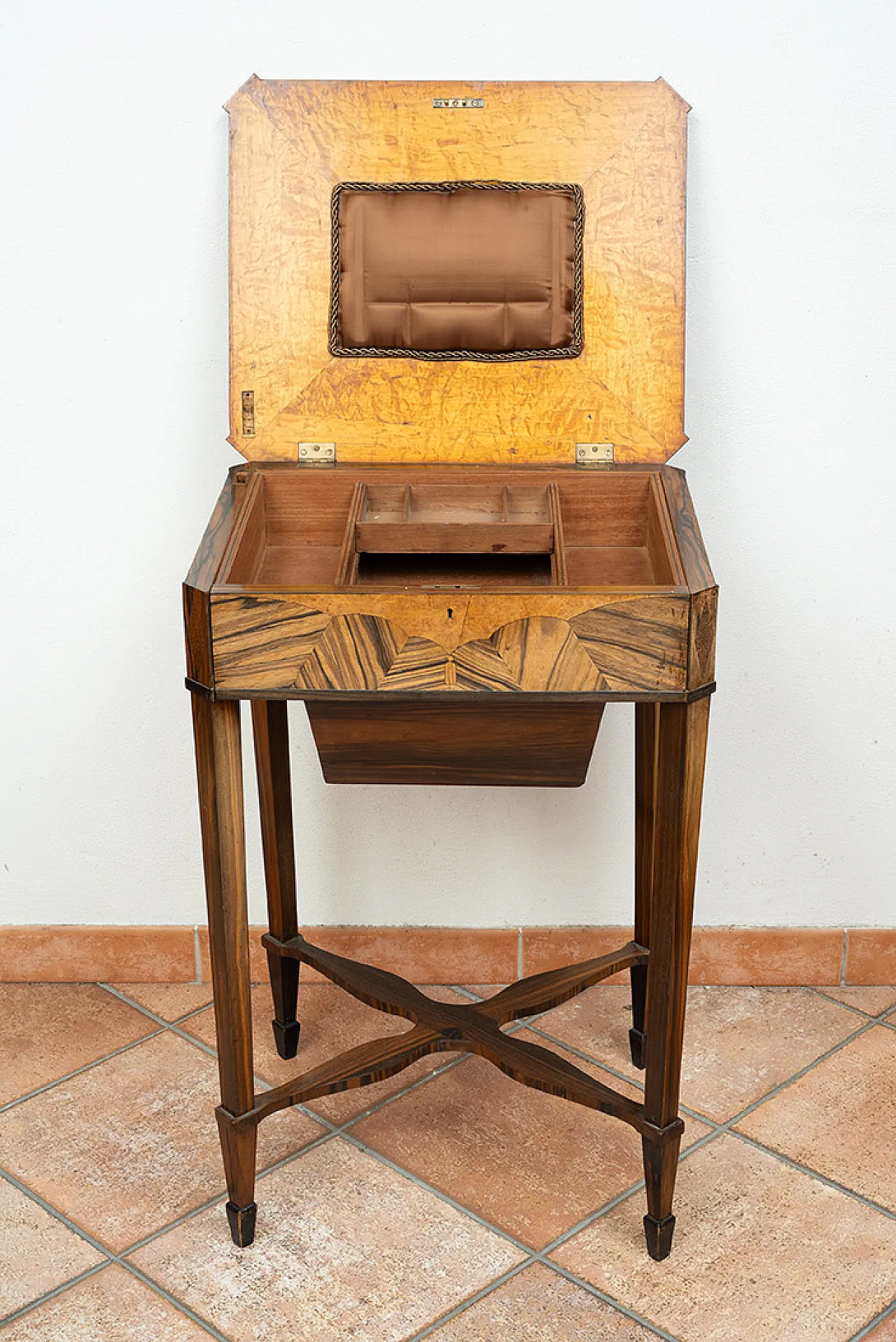 Napoleon III work table in precious exotic woods, 20th century 7
