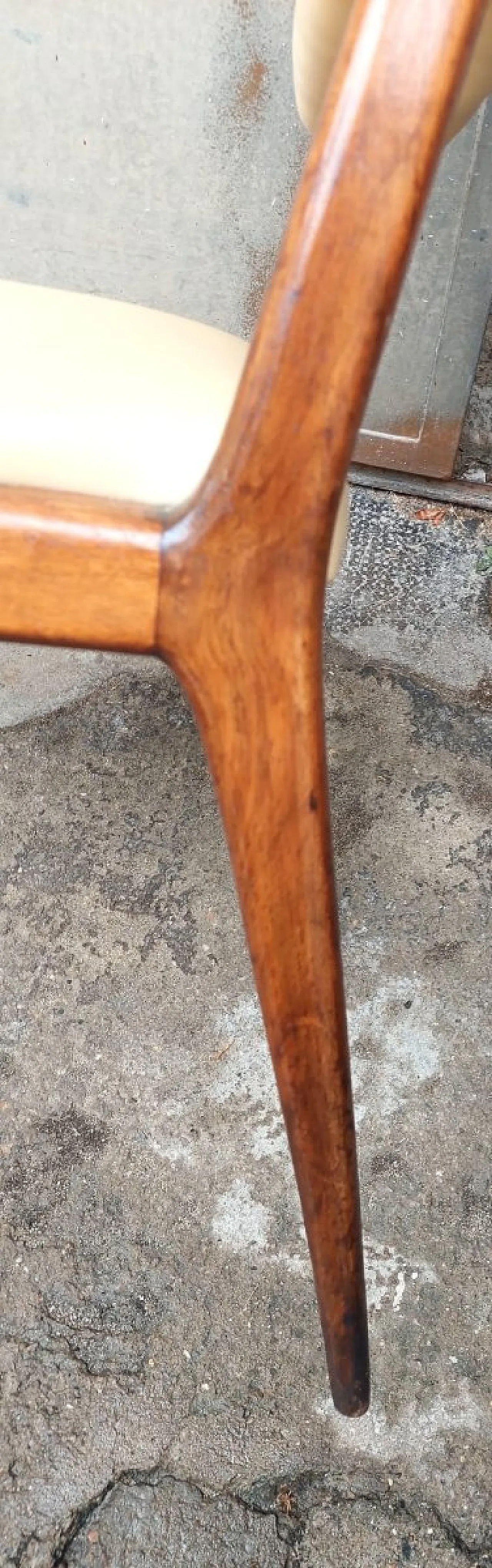 6 Chairs in wood and eco-leather, 1950s 9