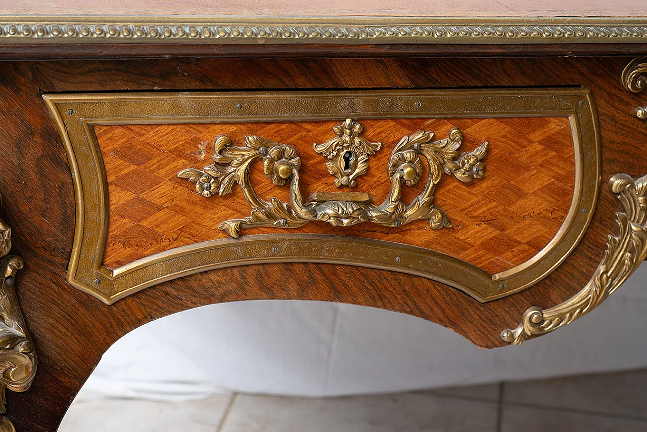 Scrivania francese Napoleone III in legno esotico, '800 3