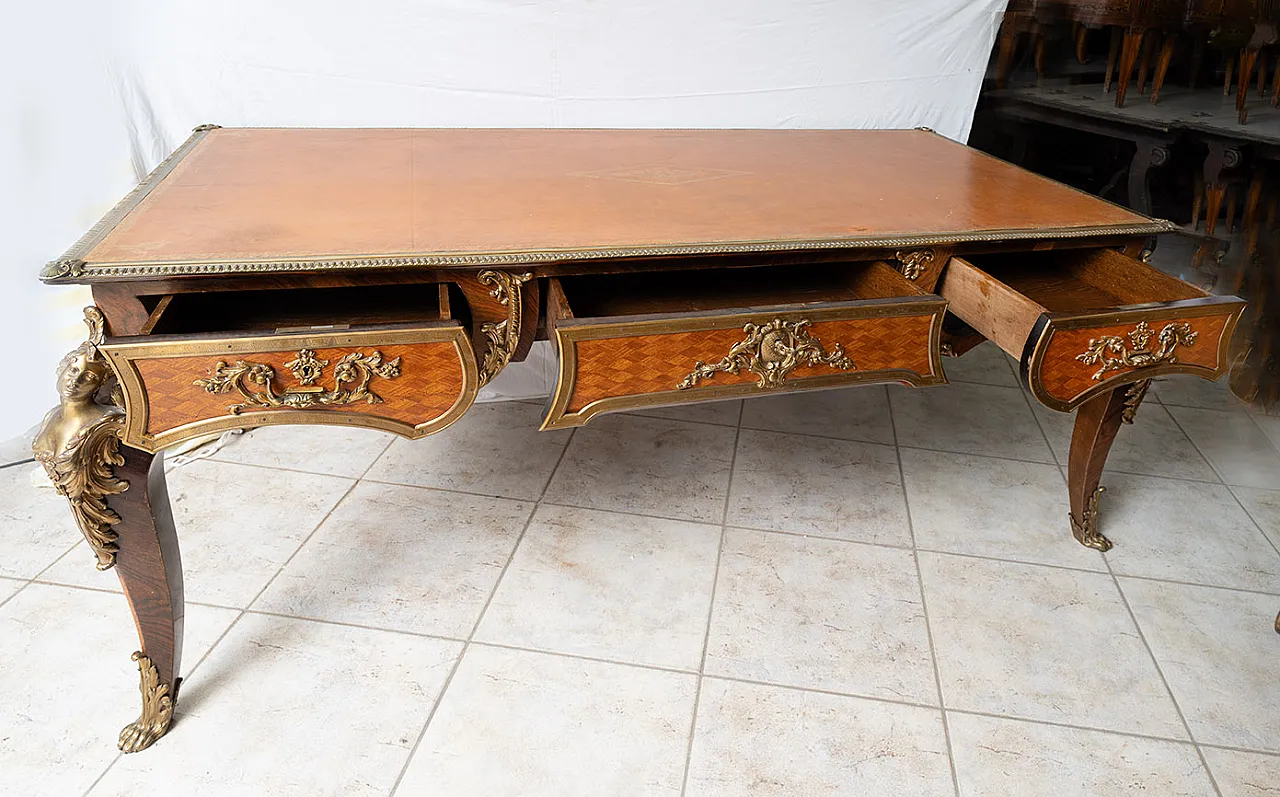 Scrivania francese Napoleone III in legno esotico, '800 4