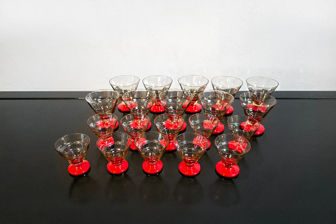 20 Bicchieri da shot in vetro attribuiti a Nason & Moretti, anni '30 2